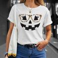 Jack O Lantern Pumpkin Halloween Costume Leopard Glasses Unisex T-Shirt Gifts for Her