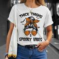 Messy Bun Thick Thighs And Spooky Vibes Halloween Women Unisex T-Shirt Gifts for Her