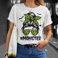 Momster For Women Halloween Mom Messy Bun Leopard Unisex T-Shirt Gifts for Her