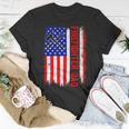 Firefighter Retro American Flag Firefighter Dad Jobs Fathers Day Unisex T-Shirt