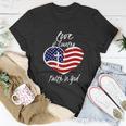 4Th Of July Funny Christian Faith In God Heart Cross Unisex T-Shirt Unique Gifts