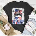 Bleached Messy Bun Funny Patriotic United States Anxiety Unisex T-Shirt Unique Gifts