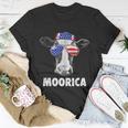 Cow 4Th Of July Moorica Merica Men American Flag Sunglasses Unisex T-Shirt Unique Gifts