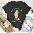 Easily Distracted By Cats And Books Gift Cat And Book Lover Gift Tshirt Unisex T-Shirt Unique Gifts