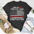 Firefighter Proud Mom Of Firefighter Son I Back The Red For My Son V2 Unisex T-Shirt Funny Gifts