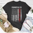 Firefighter Red Line Promoted To Daddy 2022 Firefighter Dad On Back Unisex T-Shirt Funny Gifts