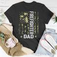 Firefighter Usa Flag Camouflage Firefighter Dad Patriotic Fathers Day_ Unisex T-Shirt Funny Gifts