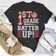 First Grade Back To School 1St Grade Batter Up Baseball T-shirt Personalized Gifts