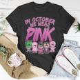 In October We Wear Pink Breast Cancer Halloween Monsters Unisex T-Shirt Unique Gifts