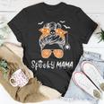 Messy Bun Spooky Mama Mom Funny Halloween Costume Skull V2 Unisex T-Shirt Funny Gifts