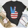 Peace Hand Sign With Usa American Flag For 4Th Of July Funny Gift Unisex T-Shirt Unique Gifts