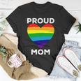 Proud Mom Heart Flag Parent Of Lgbtq Lesbian Bi Trans Gift Unisex T-Shirt Unique Gifts