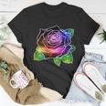 Rainbow Galaxy Floral Rose Unisex T-Shirt Unique Gifts