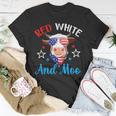 Red White And Moo 4Th Of July Cow Usa Flag Farmer Patriotic V2 Unisex T-Shirt Funny Gifts