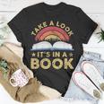 Take A Look Its In A Book Reading Vintage Retro Rainbow Unisex T-Shirt Funny Gifts