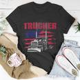 Trucker Truck Driver American Flag Trucker Unisex T-Shirt Funny Gifts