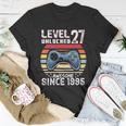 Vintage Video Gamer Birthday Level 27 Unlocked 27Th Birthday Unisex T-Shirt Unique Gifts