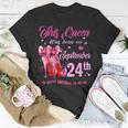 Womens This Queen Was Born On September 24Th High Heel Birthday Unisex T-Shirt Funny Gifts