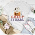 Halloween Boo With Pumpkin Creep It Real Unisex T-Shirt Funny Gifts