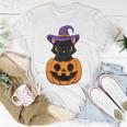 Halloween Cute Black Cat Witch Hat Pumpkin For Kids Girls Unisex T-Shirt Funny Gifts