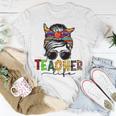Messy Bun Teacher Life Welcome Back To School Leopard T-shirt Personalized Gifts
