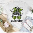 Momster For Women Halloween Mom Messy Bun Leopard Unisex T-Shirt Funny Gifts