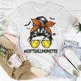 Softball Momster For Women Halloween Mom Messy Bun Unisex T-Shirt Funny Gifts