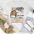 Spooky Mama Born On October 3Rd Birthday Bun Hair Halloween Unisex T-Shirt Funny Gifts
