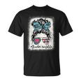 Trucker Trucker Wifes Life Bleached Shirt Messy Bun Hair Unisex T-Shirt
