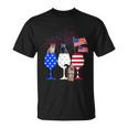 Cat 4Th Of July Costume Red White Blue Wine Glasses Funny Unisex T-Shirt