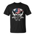 Cool Sugar Skull Cowboy Hat American Flag 4Th Of July Unisex T-Shirt