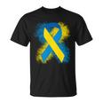 Down Syndrome Awareness Blue & Yellow Ribbon Unisex T-Shirt