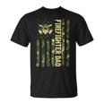 Firefighter Retro Camouflage Usa Flag Firefighter Dad Fathers Day V3 Unisex T-Shirt
