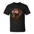 Funny Chocolate Lab American Flag Dog 4Th Of July Unisex T-Shirt