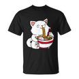 Kawaii Cat Eating Ramen Noodles Japanese Food Anime T-Shirt