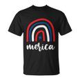 Merica Rainbows 4Th Of July Usa Flag Plus Size Graphic Tee For Men Women Family Unisex T-Shirt