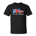 Peace Love Dachshund Funny 4Th Of July American Flag Unisex T-Shirt