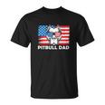 Pitbull Dad American Flag For 4Th Of July Unisex T-Shirt
