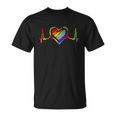 Rainbow Heartbeat Lgbt Gay Pride Great Gift Unisex T-Shirt