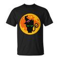 Scary Black Cat Costume Witch Hat Amp Moon Graphics Halloween Quote Men Women T-shirt Graphic Print Casual Unisex Tee