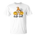 Hello Fall Pumpkin Gnomes Gift Season Men Women T-shirt Graphic Print Casual Unisex Tee