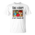 Leopard Fall Autumn Vibes Thankful Teacher Life Thanksgiving T-shirt