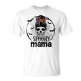 Spooky Mama Funny Halloween Mom Messy Bun Spooky Vibes Unisex T-Shirt