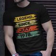 44Th Birthday Retro Vintage Legend Since July 1978 Unisex T-Shirt Gifts for Him