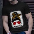 Bleached Lunch Lady Messy Bun Hair Leopard Print Sunglasses Cool Gift Unisex T-Shirt Gifts for Him
