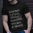 Bonfires Dumdkin Spice Pumpkin Sweaters Smores Flannels Unisex T-Shirt Gifts for Him