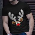 Christmas Red Nose Reindeer Face T-Shirt Gifts for Him