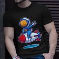 Cute Astronaut On Rocket Cartoon Unisex T-Shirt Gifts for Him