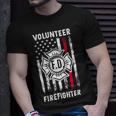 Firefighter Red Line Flag Fireman Wife Mom Volunteer Firefighter Unisex T-Shirt Gifts for Him