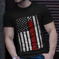 Firefighter Retro American Flag Firefighter Dad 4Th Of July Fathers Day Unisex T-Shirt Gifts for Him